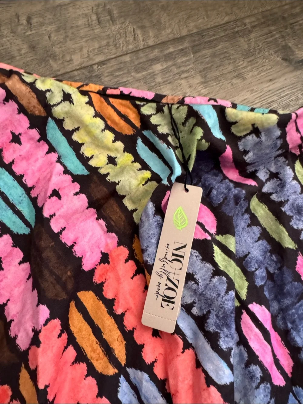 NIC+ZOE Diagonal Multi-Print Midi Skirt with Black Hem
